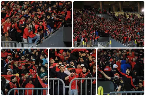 "هتافات للنادي فقط" .. ماذا فعلت جماهير الأهلي قبل مواجهة المصري؟ (صور وفيديو)